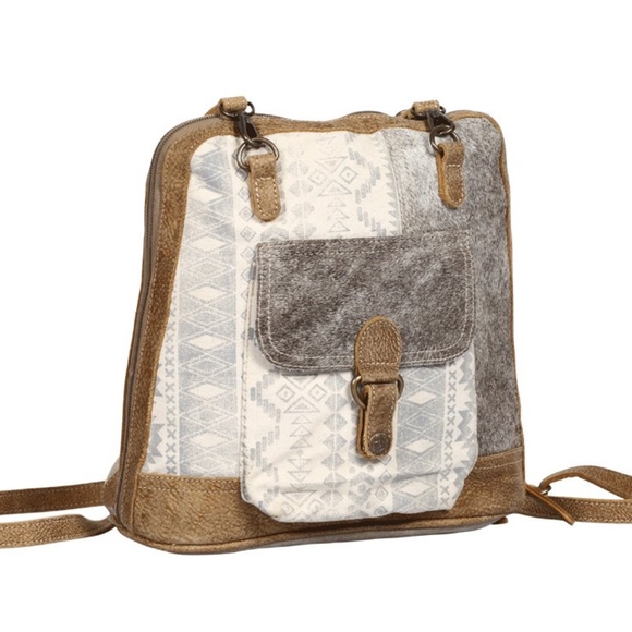 Leather Patch Convertible Backpack - Picture 2 of 5